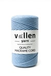 Vollen Yarn Taranan Makrome Ipi 3mm Taranabilir Pamuk Makrome Ipi Makrame Ipi ,BEBE MAVİ