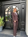 kahverengi oversize blazer ceket takım