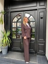 kahverengi oversize blazer ceket takım