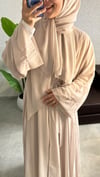 2li Şifon Krem Abaya Takım