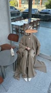 Doğal Kumaş 3lü Abaya Vizon Set