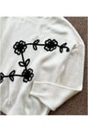 İNCİ WEARS  Siyah Motifli Oversize Krem Triko Kazak