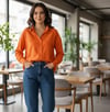 Kadın Varak Çizgili Oversize  Gömlek