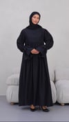 Kolları İki Katlı Modal Tesettür Siyah Elbise