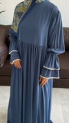 Kolu İki Katlı İncili Medine İpeği Robalı Tesettür Elbise