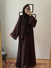 Önü Çitçitli Kahverengi Şifon Abaya