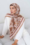 Pamuklu Soft Nazenin Desen Eşarp-Karamel