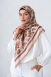 Pamuklu Soft Nazenin Desen Eşarp-Karamel