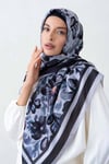 Pamuklu Soft Nazenin Desen Eşarp-Siyah