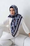 Pamuklu Soft Nazenin Desen Eşarp-Siyah