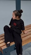 Puantiye Desenli Siyah Tişört