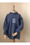 Yazı Detaylı Şardonlu Kapüşonlu Sweatshirt Siyah