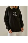 Yazı Detaylı Şardonlu Kapüşonlu Sweatshirt Siyah