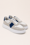 Erkek Beyaz-Lacivert Hakiki Dana Süet ve Deri Sneaker Ayakkabı – Prag