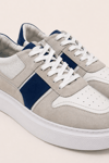 Erkek Beyaz-Lacivert Hakiki Dana Süet ve Deri Sneaker Ayakkabı – Prag