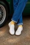 Erkek Ekru Hakiki Deri Bağcıklı Sneaker Kauçuk Taban Günlük Casual Ayakkabı – Tempura