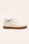 Erkek Ekru Hakiki Deri Bağcıklı Sneaker Kauçuk Taban Günlük Casual Ayakkabı – Tempura