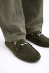 Erkek Haki Süet Metal Tokalı Loafer Günlük Casual Ayakkabı - Despina