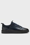 Erkek Lacivert Hakiki Deri Streç Ağızlı Bağcıklı Günlük Sneaker- Milano