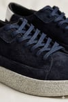 Erkek Lacivert Süet Hakiki Deri Casual Günlük Bağcıklı Sneaker Kauçuk Taban Ayakkabı – Dolce