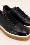 Erkek Siyah Hakiki Deri Bağcıklı Sneaker Kauçuk Taban Günlük Casual Ayakkabı – Tempura