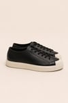 Erkek Siyah Hakiki Deri Bağcıklı Sneaker Kauçuk Taban Günlük Casual Ayakkabı – Palio
