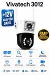 Vivatech 3012 Dual Lens WiFi Akıllı Güvenlik Kamerası - 6MP Çift Kameralı, Yapay Zeka Gece Görüş (+12V Adaptör)