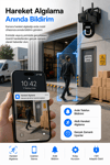 Vivatech 3024 Dual Lens WiFi Akıllı Güvenlik Kamerası - 6MP Çift Kameralı Canlı İzleme ve Gece Görüşlü (+12V Adaptör)