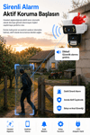 Vivatech 3041 WiFi Akıllı Güvenlik Kamerası - 6MP Dual Lens Sabit + Hareketli, Sirenli Türkçe Takip (+12V Adaptör)