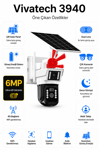 Vivatech 3940 4G Çift Solar Panelli Güvenlik Kamerası - Dual Lens 6MP Çift Kameralı Akıllı Güneş Enerjili Sistem