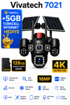 Vivatech 7021 16 MP 128GB Hafıza Kartlı 4G Çift Solar Panelli Güvenlik Kamerası - 4 Kameralı 16X Zoom Dual Batarya HiEasy AOV (+5GB İnternet)
