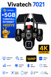 Vivatech 7021 16 MP 4G Çift Solar Panelli Güvenlik Kamerası - 4 Kameralı 16X Zoom, HiEasy AOV Sürekli Kayıt Sesli Görüşme