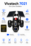 Vivatech 7021 16 MP 64GB Hafıza Kartlı 4G Çift Solar Panelli Güvenlik Kamerası - 4 Kameralı 16X Zoom Dual Batarya HiEasy AOV (+5GB İnternet)