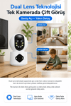 Vivatech AOI Dual Lens WiFi Akıllı Güvenlik Kamerası - 6MP 360° Görüş Hareketli Wireless, Carecam Pro Türkçe Uygulama