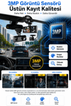 Vivatech CC-33 3 Kameralı Araç İçi Kamera - 3MP 1080P Full HD Ön + İç + Arka Eşzamanlı Kayıt, G-Sensör Geniş Açı