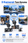 Vivatech CC-33 3 Kameralı Araç İçi Kamera - 3MP 1080P Full HD Ön + İç + Arka Eşzamanlı Kayıt, G-Sensör Geniş Açı