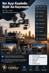 Vivatech CC-33 3 Kameralı Araç İçi Kamera - 3MP 1080P Full HD Ön + İç + Arka Eşzamanlı Kayıt, G-Sensör Geniş Açı