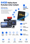 Vivatech CC-38 64GB Hafıza Kartlı 3 Kameralı Araç İçi Kamera - 3MP WiFi Viidure App Destekli Ön + İç + Arka Gece Görüşlü