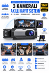 Vivatech CC-41 3 Kameralı Araç İçi Kamera - 3MP 1080P Full HD Ön + İç + Arka Eşzamanlı Kayıt, G-Sensör Geniş Açı