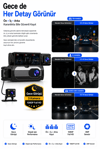 Vivatech CC-41 3 Kameralı Araç İçi Kamera - 3MP 1080P Full HD Ön + İç + Arka Eşzamanlı Kayıt, G-Sensör Geniş Açı