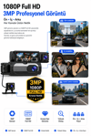 Vivatech CC-41 3 Kameralı Araç İçi Kamera - 3MP 1080P Full HD Ön + İç + Arka Eşzamanlı Kayıt, G-Sensör Geniş Açı