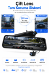 Vivatech CC-63 10 İnç Dokunmatik Ekranlı Araç İçi Kamera - 3MP  Full HD 1080P Çift Lensli Dikiz Aynası Tipi (Çakmaklık Adaptörlü)