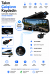 Vivatech CC-63 10 İnç Dokunmatik Ekranlı Araç İçi Kamera - 3MP  Full HD 1080P Çift Lensli Dikiz Aynası Tipi (Çakmaklık Adaptörlü)
