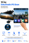 Vivatech CC-63 10 İnç Dokunmatik Ekranlı Araç İçi Kamera - 3MP  Full HD 1080P Çift Lensli Dikiz Aynası Tipi (Çakmaklık Adaptörlü)