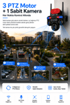 Vivatech Goro 128GB Hafıza Kartlı WiFi Akıllı Güvenlik Kamerası - 16MP 4 Lensli 3 PTZ Motorlu + 1 Sabit, IP66 Su Geçirmez (+12V Adaptör)