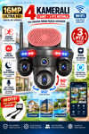 Vivatech Goro WiFi Akıllı Güvenlik Kamerası - 16MP 4 Lensli 3 PTZ Motorlu + 1 Sabit, IP66 Hava Koşullarına Dayanıklı (+12V Adaptör)