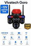 Vivatech Goro WiFi Akıllı Güvenlik Kamerası - 16MP 4 Lensli 3 PTZ Motorlu + 1 Sabit, IP66 Hava Koşullarına Dayanıklı (+12V Adaptör)