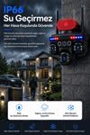 Vivatech Goro WiFi Akıllı Güvenlik Kamerası - 16MP 4 Lensli 3 PTZ Motorlu + 1 Sabit, IP66 Hava Koşullarına Dayanıklı (+12V Adaptör)