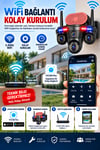 Vivatech Goro WiFi Akıllı Güvenlik Kamerası - 16MP 4 Lensli 3 PTZ Motorlu + 1 Sabit, IP66 Hava Koşullarına Dayanıklı (+12V Adaptör)