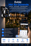 Vivatech Hina Dual Lens WiFi Akıllı Güvenlik Kamerası - 4MP 1080MP 360° Hareketli Waterproof Su Geçirmez, Carecam Pro Uygulamalı